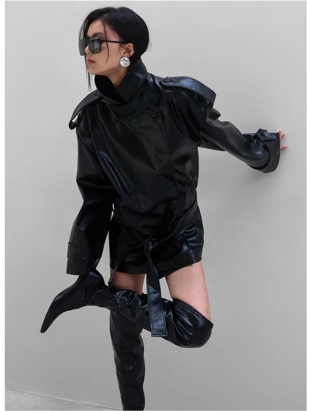 The Frankie Shop Black Faux Leather Jacket